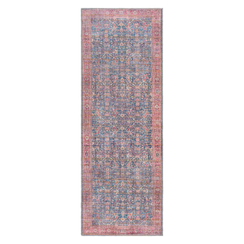 (B860) Colin Red & Blue Floral Medallion Washable Runner, 2x7 | At Home