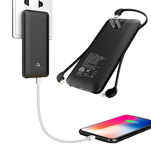 10000mAh Q Portable Charger, Ultra Slim USB C Power Bank, 4 Output Dual Input External Battery Pack  | Amazon (US)