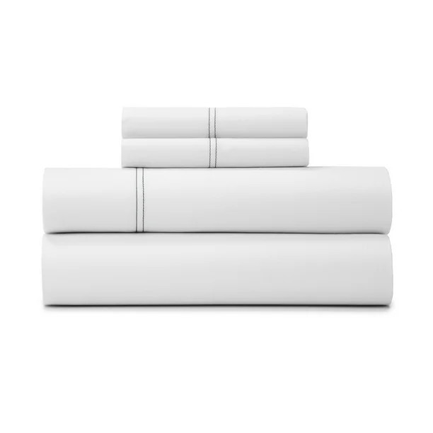 Gap Home T-Shirt Soft Melange Organic Cotton Blend Jersey Sheet Set, Queen, White, 4-Pieces | Walmart (US)