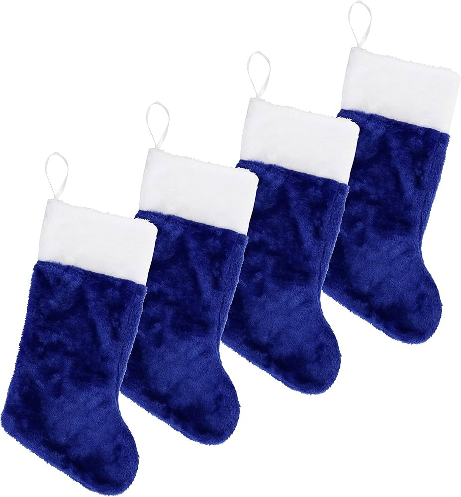 Iconikal Plush Decorative Stocking, 18-inches Tall, Blue, 4-Pack | Amazon (US)
