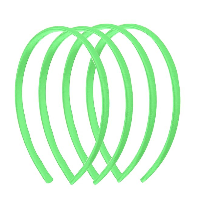 Motique Accessories Thin Headbands for Women Solid Satin 4 Pack (Neon Green) | Amazon (US)