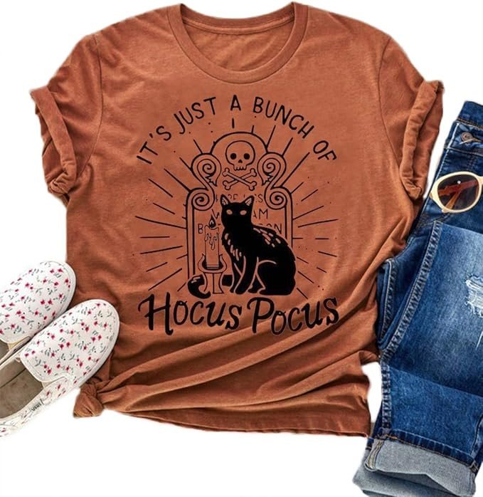 Hocus Pocus Halloween Shirts for Women Fall Tee Shirt Classic Halloween Movie Tops | Amazon (US)