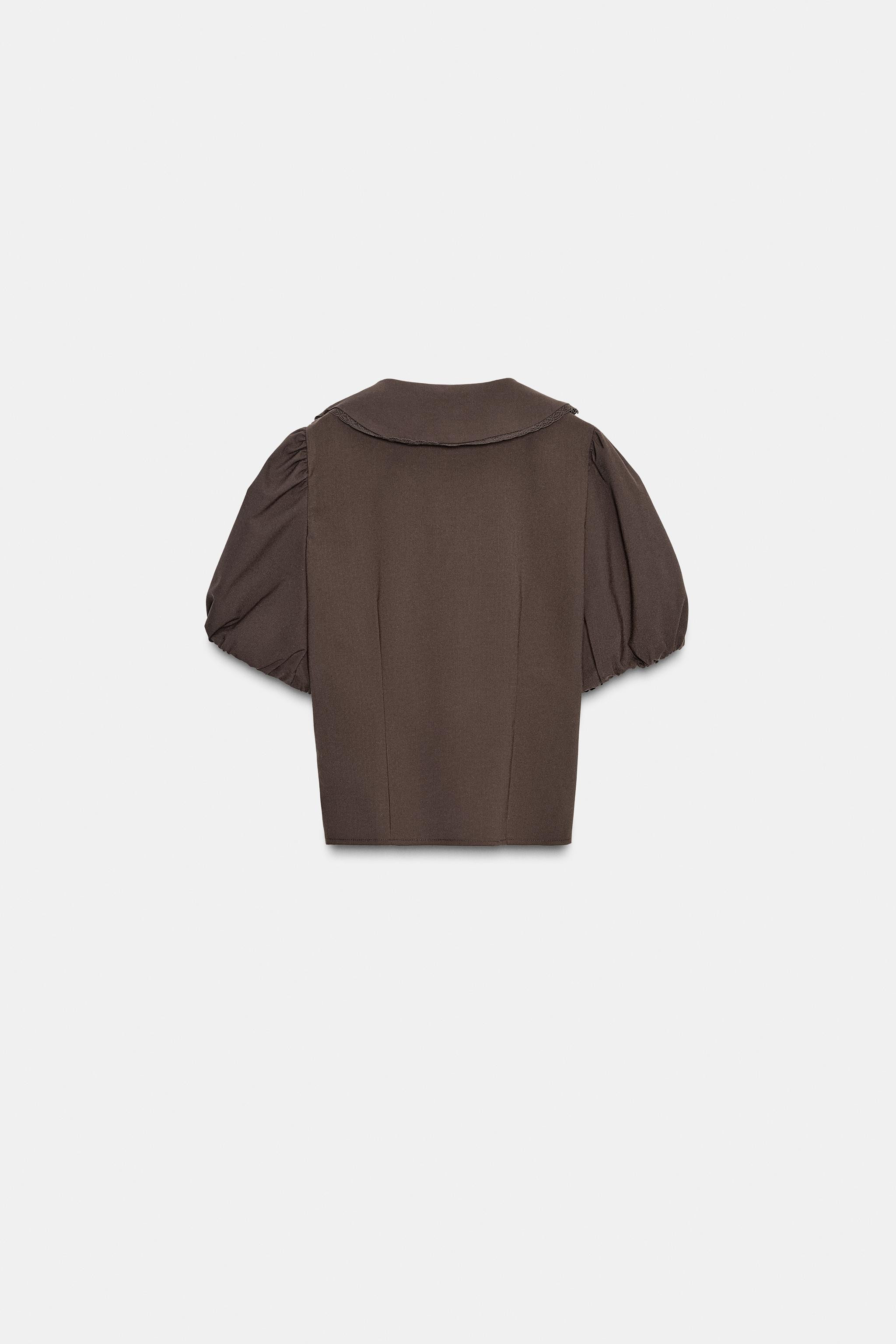 PETER PAN COLLAR PUFF SLEEVE TOP | Zara US