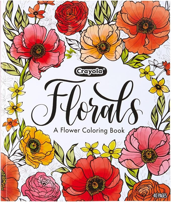 Crayola Floral Adult Coloring Book (40pgs), Flower Adult Coloring Pages, Stress Relief Activity, ... | Amazon (US)