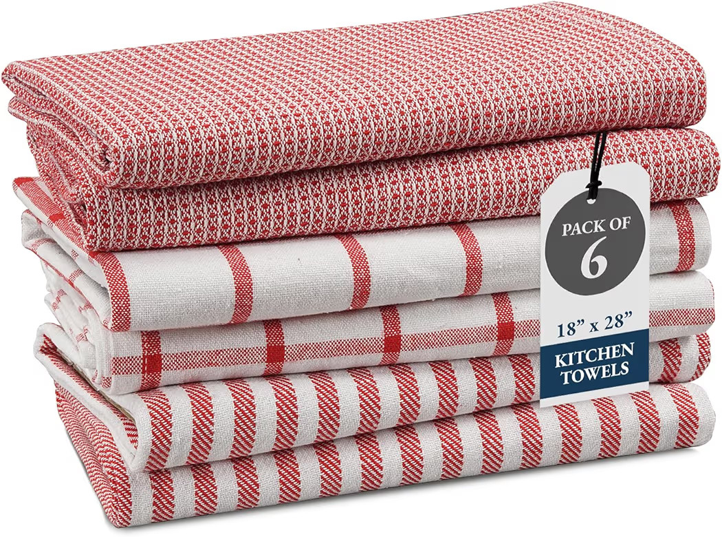 LANE LINEN 100% Cotton Kitchen Towels Set, 6-Pack – Premium, Absorbent, Quick-Drying Dish Towel... | Amazon (US)