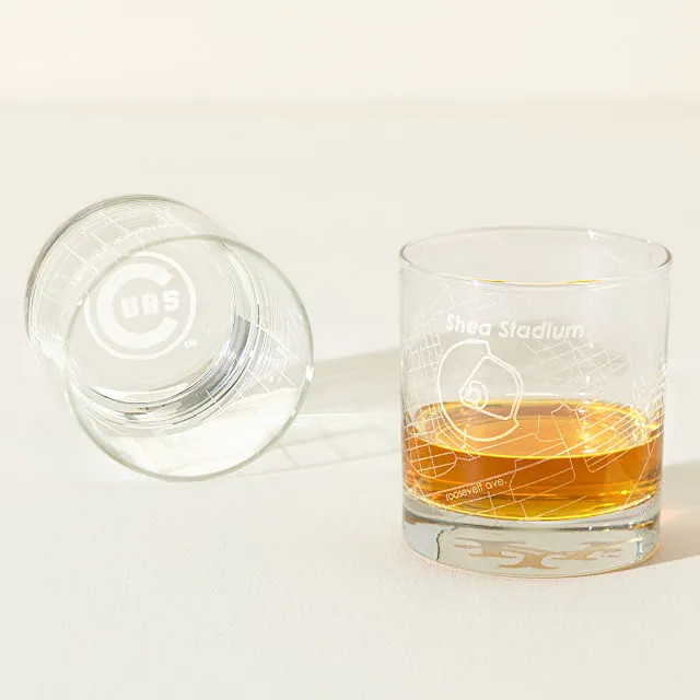 Vintage MLB Ballpark Map Glass | UncommonGoods