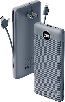 VRURC Portable Charger Built-in Cables and AC Wall Plug, USB C Power Bank 10000mAh, Travel Batter... | Amazon (US)