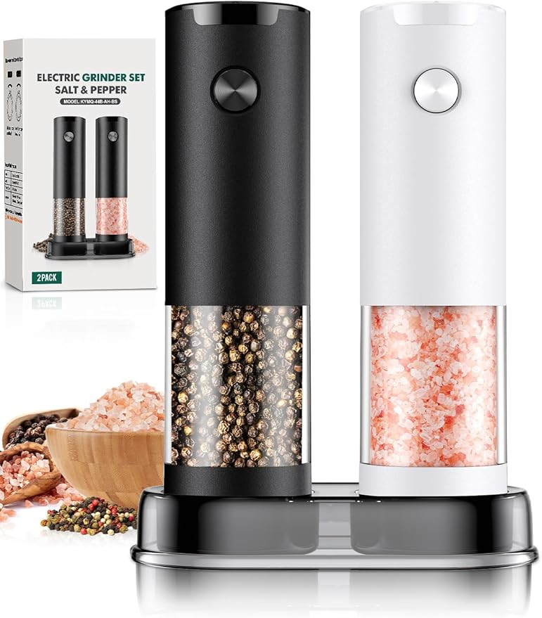 Electric Salt and Pepper Grinder Set Automatic Grinder for Kitchen Battery Pepper Mill Shakers Ad... | Amazon (US)