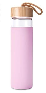 Yomious 20 Oz Borosilicate Glass Water Bottle with Bamboo Lid and Silicone Sleeve – Reusable BP... | Amazon (US)
