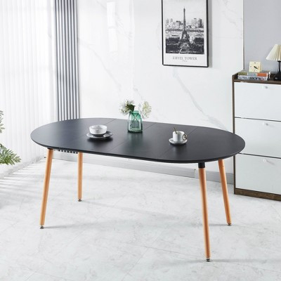 Extensible Dining Table with Wood Leg and MDF Top, 100/140/180x100x75cm, Black Finish, for Multiple Uses | Target