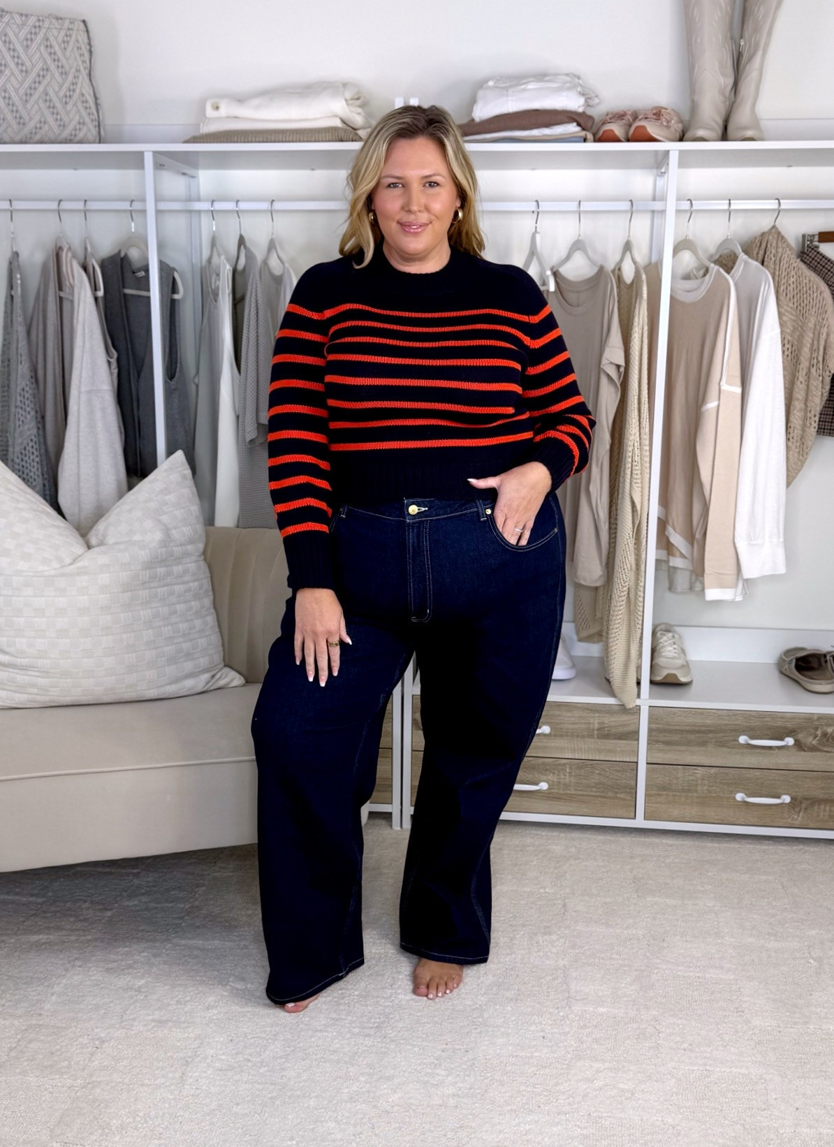 NYM Walmart haul! First dress is a 2X but runs generous. The first jeans are a 20 and don’t fit and the second pair are a 18 and don’t fit. The green dress is a 2X. The denim dress is a 2X and runs generous. Skirt is a 2X and white button up is a 2X. Striped sweater is an XL and is fitted. Green jacket is a 2X and runs generous. The green sweater is a 2X. Red blouse is a 2X. Plus size, outfit inspo, fall fashion, apron belly