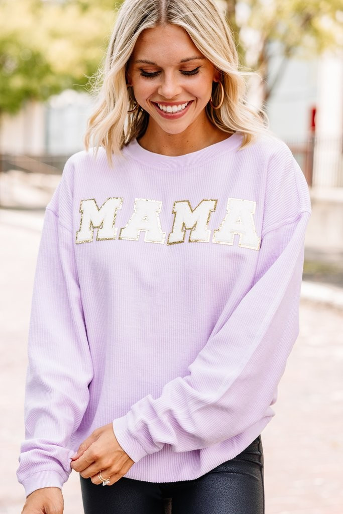 Bold Mama Lilac Purple Varsity Corded Sweatshirt | The Mint Julep Boutique