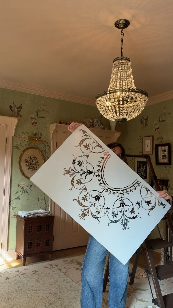 The ceiling medallion stencil I used 😍

#LTKHome #LTKBaby