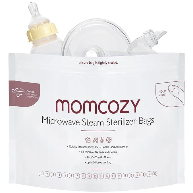 Momcozy Microwave Steam Sterilizer Bags, 8 Count Travel Sterilizer Bags Reusable for Breast Pump ... | Amazon (US)