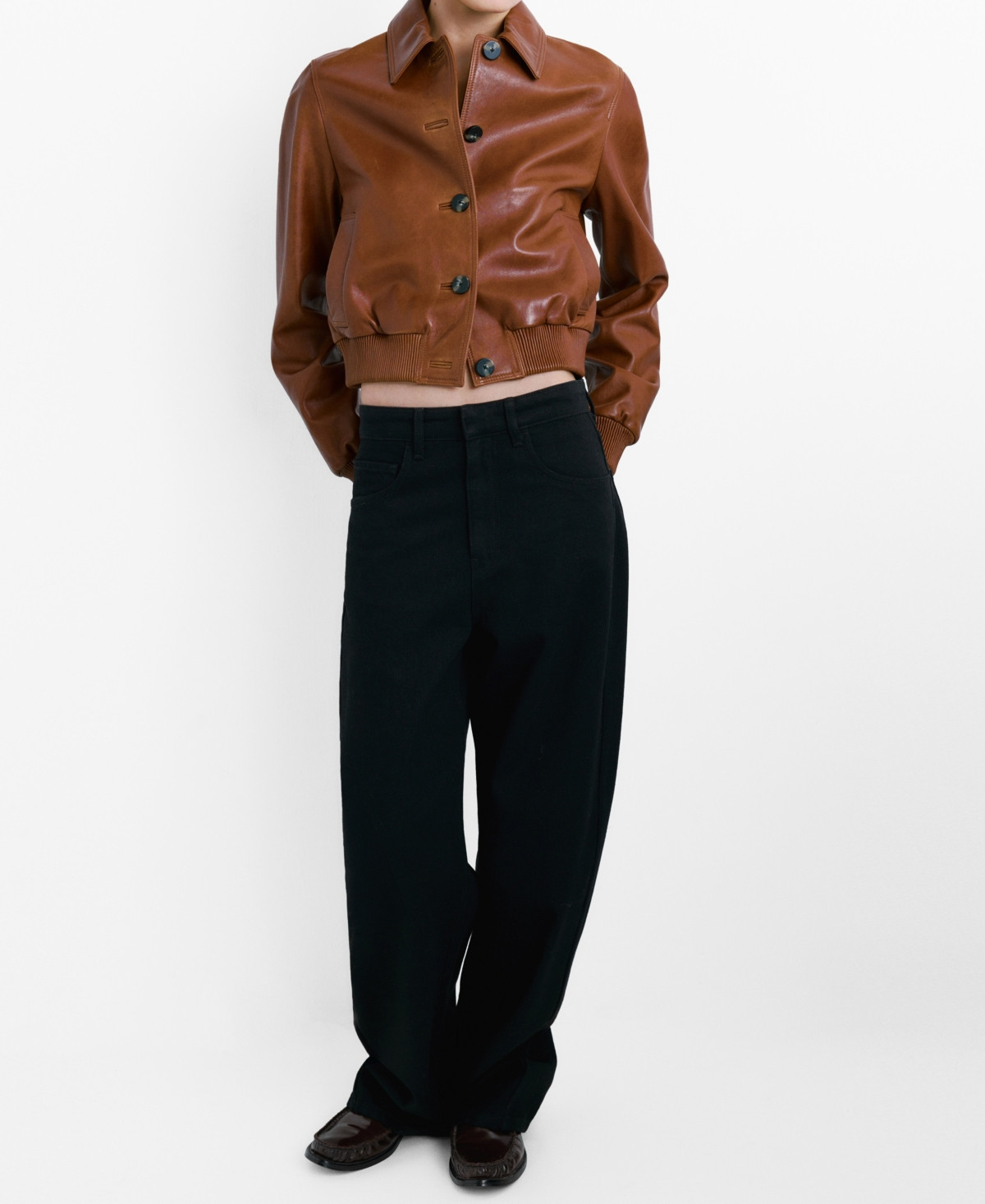 Mango Women's Mid-Rise Balloon Jeans - Black denim | Macy's