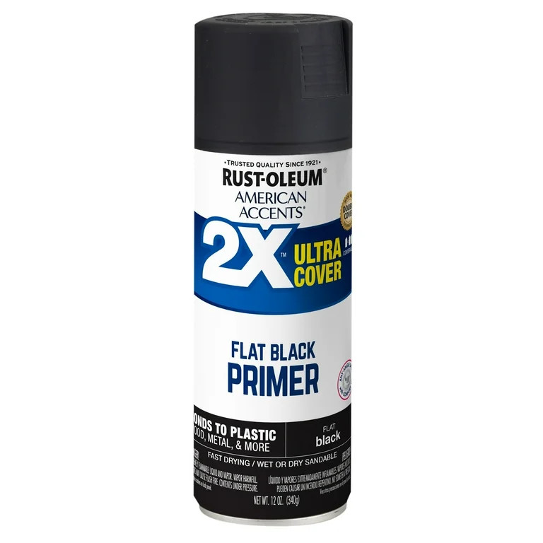 Black Primer, Rust-Oleum American Accents 2X Ultra Cover Flat Spray Paint- 12 oz | Walmart (US)