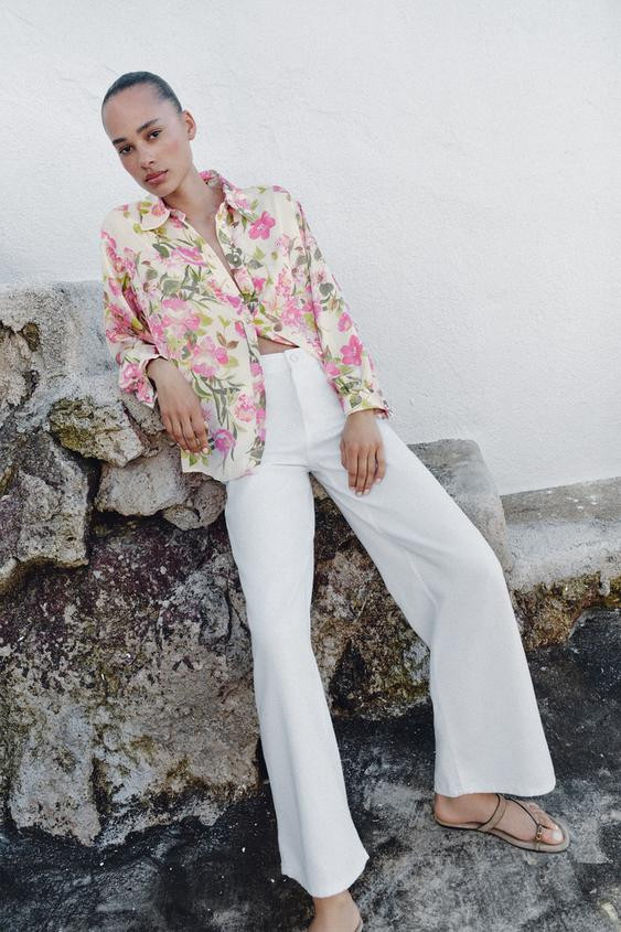 FLORAL PRINT SATIN EFFECT SHIRT | Zara US
