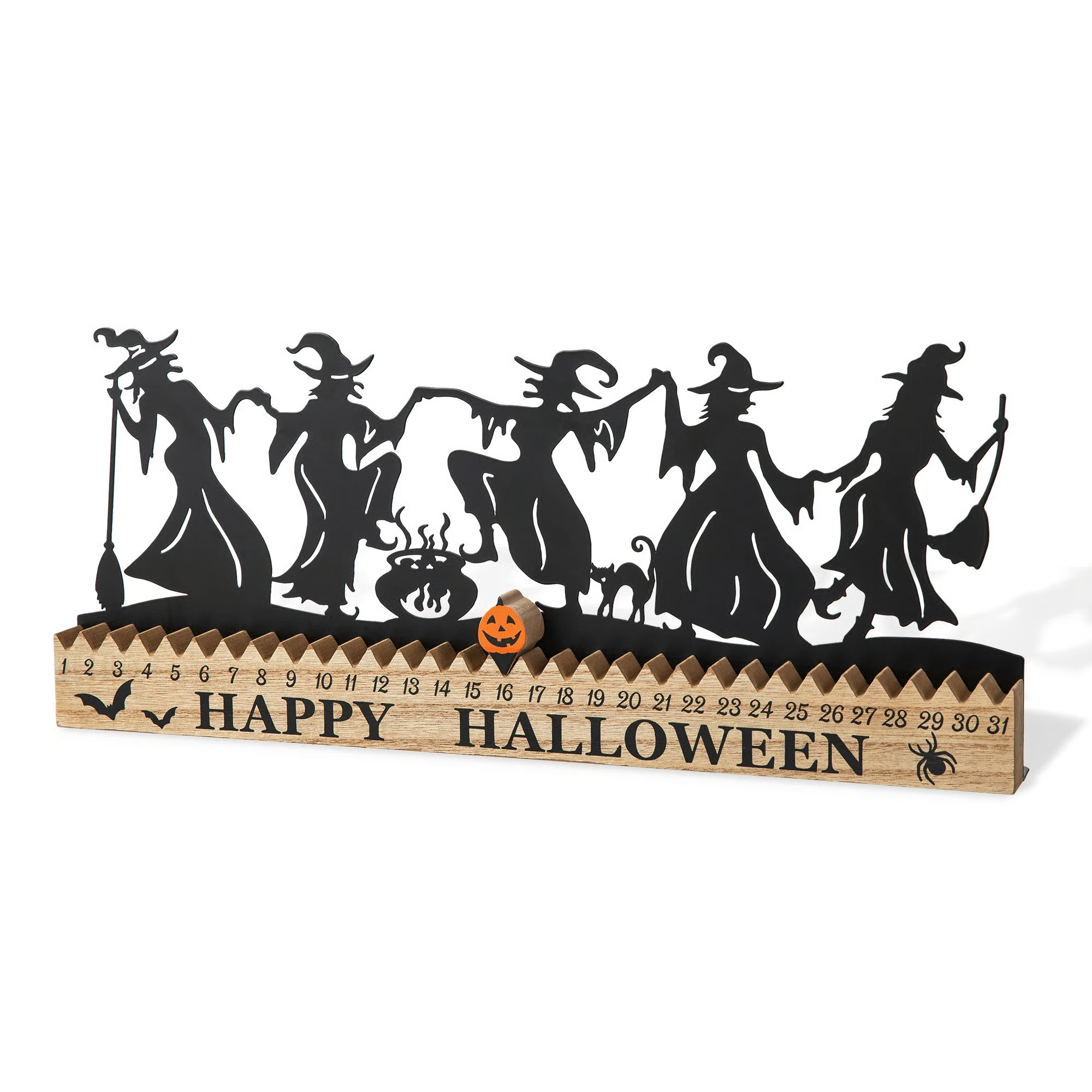 18"L Halloween Wooden & Metal Dancing Witch Silhouette Countdown Table Sign | Wayfair North America