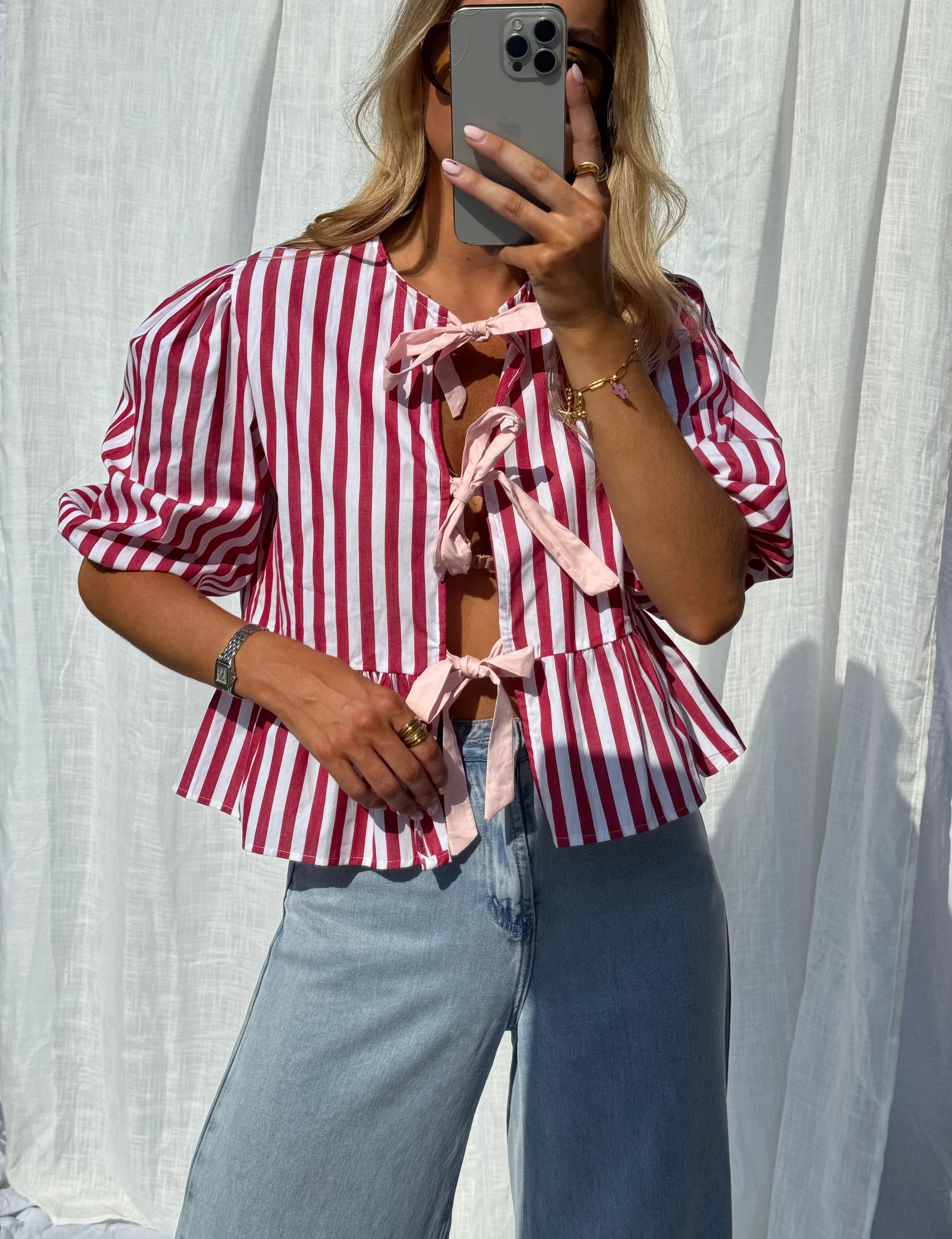 Red Striped Gillie Blouse | Easy Clothes