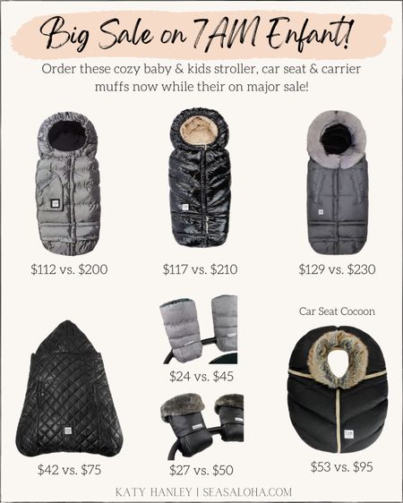 Huge sale happening on 7am Enfant brand! Get all of your cold weather baby & kids gear now while it’s on major discount!! These stroller, car seat and carrier foot muffs are great not to mention the stroller gloves too!

#LTKbump #LTKbaby #LTKCyberweek