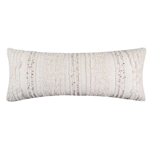 White Tufted Stripe Throw Pillow With Sequins, Cotton | At Home