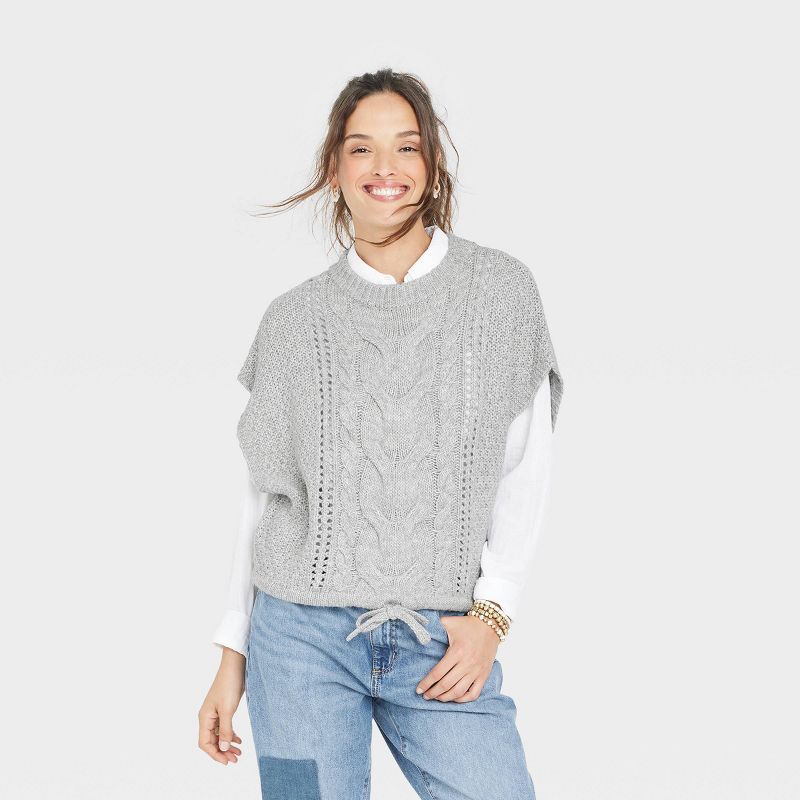 Women's Crew Neck Cable Knit Sweater Vest - Universal Thread™ | Target