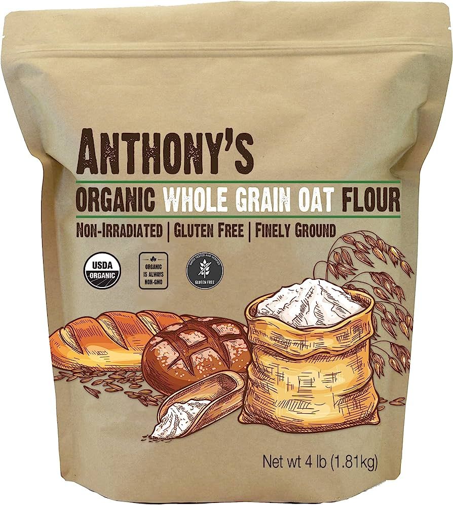Anthony's Organic Whole Grain Oat Flour, 4 lb, Gluten Free, Non GMO, Non Irradiated, Finely Groun... | Amazon (US)