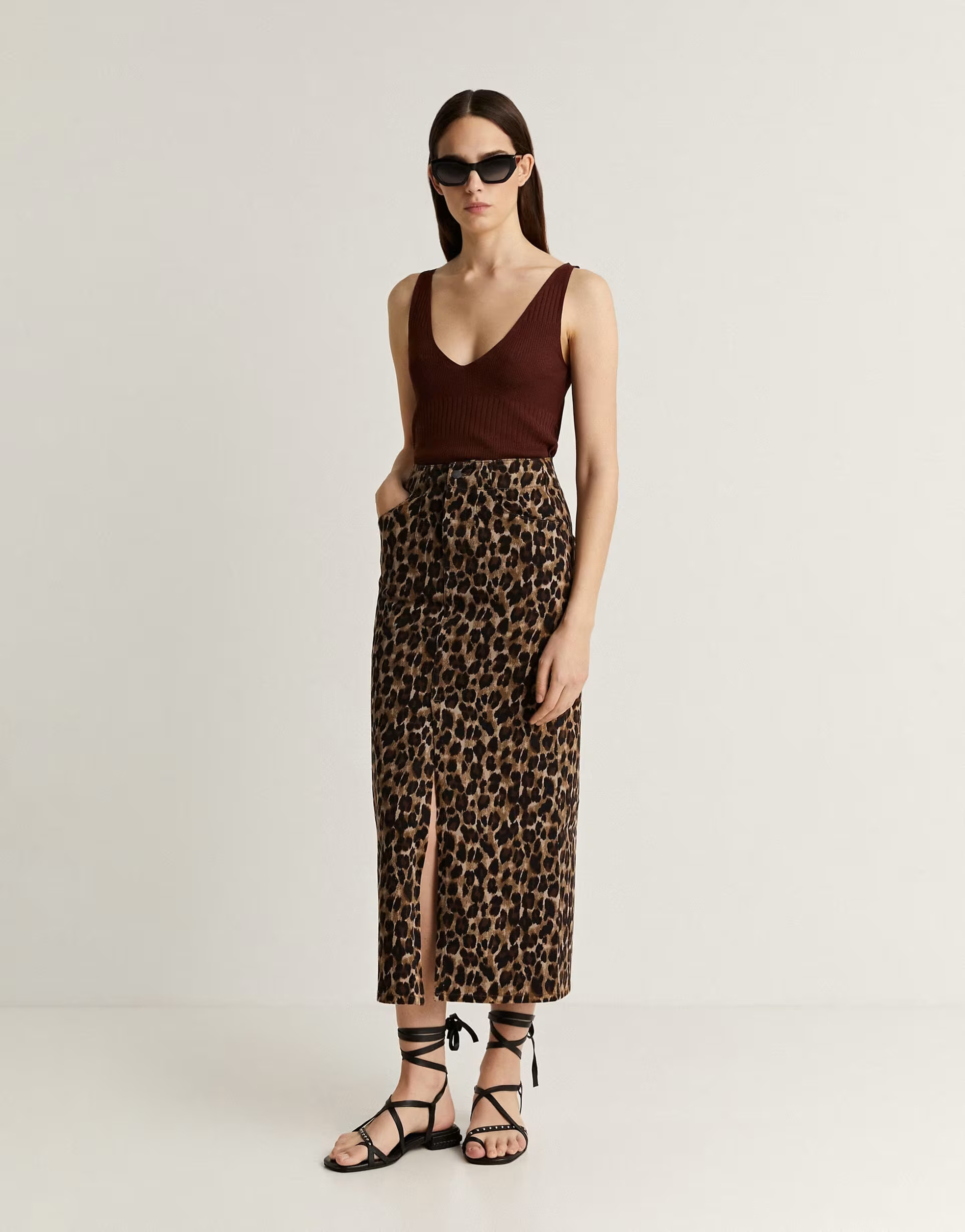 Scalpers printed denim maxi skirt in leopard | ASOS | ASOS (Global)