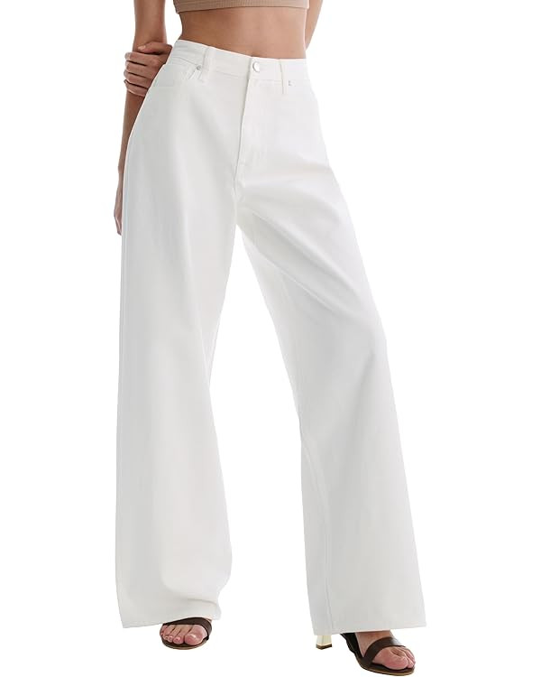 Women's Adjustable Wasit Wide Leg Jeans Baggy High Waisted Jeans Y2K Casual Trendy Denim Pants | Amazon (US)