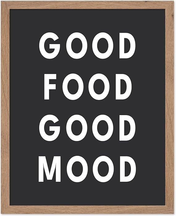 Poster Master Typography Print - Good Food Good Mood Poster - Positive Quotes Art - Black & White... | Amazon (US)