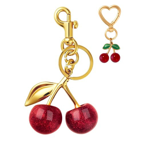 NEGTTE Cute Cherry Keychain & Bag Charm - Trendy Accessory for Women's Purses, Handbags & Car Keys | Amazon (US)