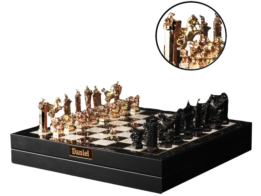 Collectible Wizard Metal Chess Set with Storage 14'' x 14'' | Personalized Foldable Luxury Collec... | Etsy (US)