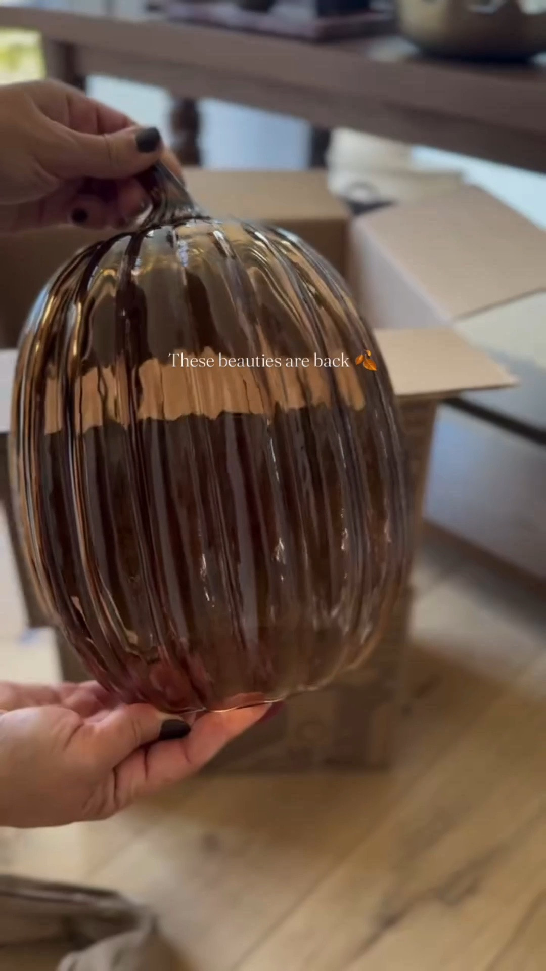 The amber glass pumpkins are back!! I’m linking 2 of the darker amber ones not shown here but addd with these would make a beautiful set 🤎 @target

#LTKHome