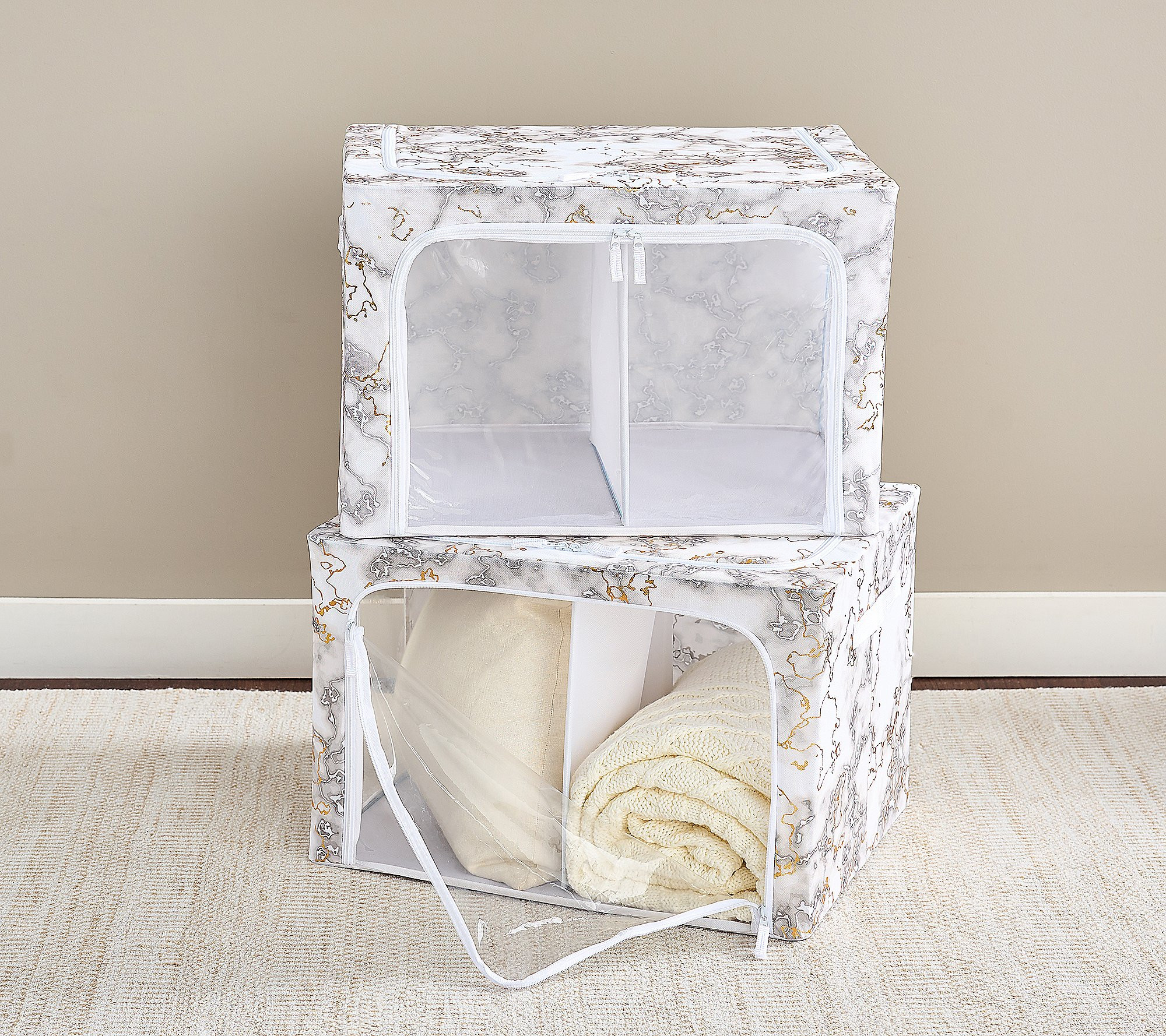 Periea Set of 2 Large Collapsible Boxes with Divider | QVC