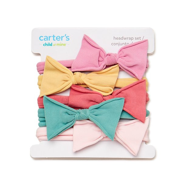 Carter's Child of Mine Infant Girls Bow Headwrap, 5-Pack, 0-12M | Walmart (US)