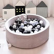 Panda Playroom Memory Foam Round Ball Pit for Baby and Toddlers with 200 Balls (Grey, with Monochrom | Amazon (US)