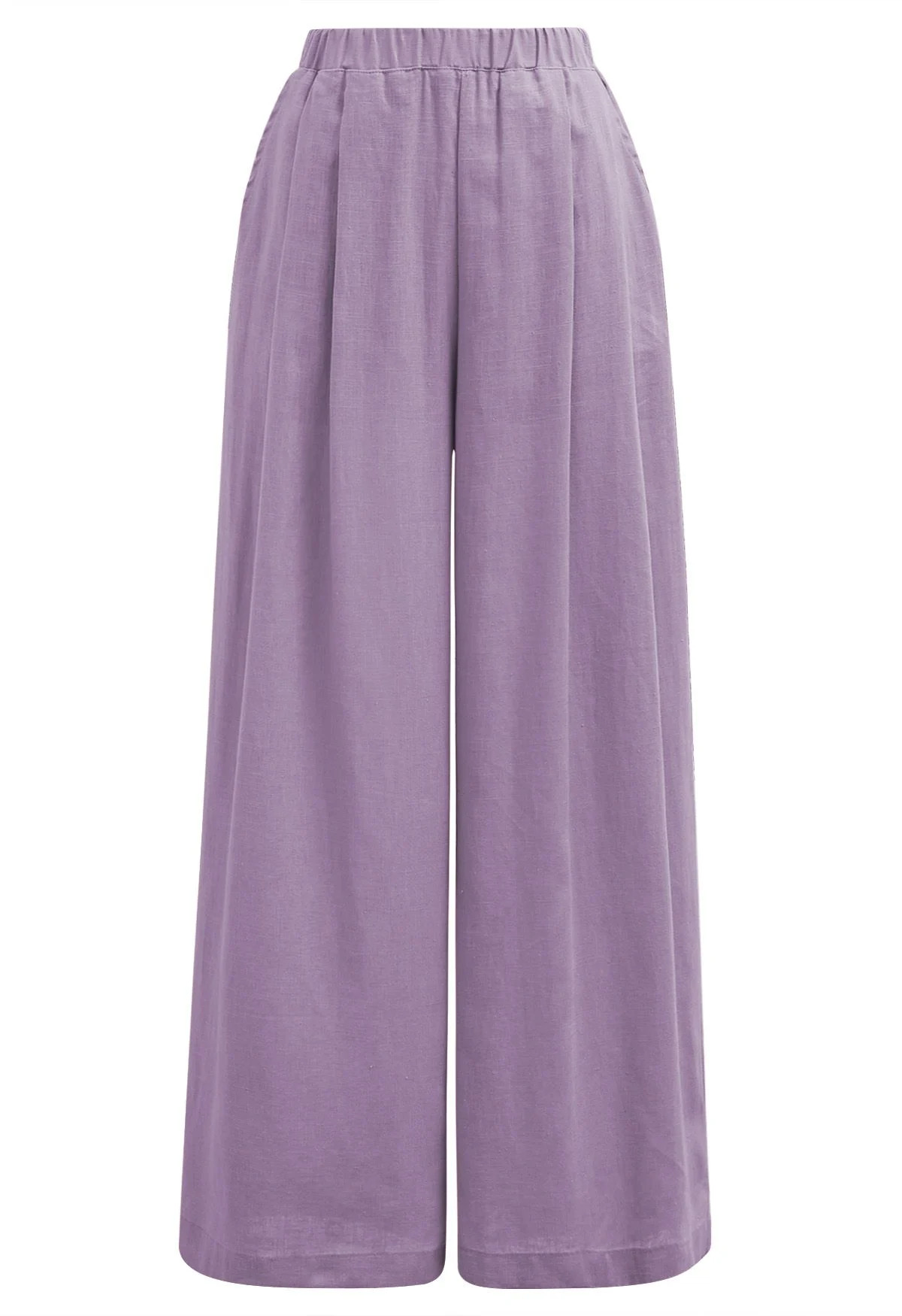 Side Pocket Wide-Leg Linen-Blend Pants in Lavender | Chicwish