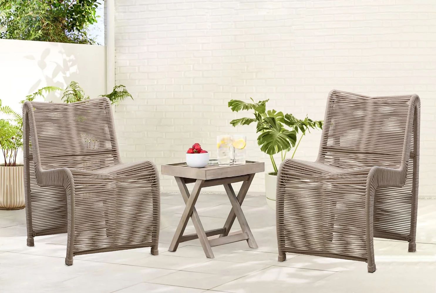 Lorenzo Rope Outdoor Patio Chairs, Set of 2 - Tan | Walmart (US)