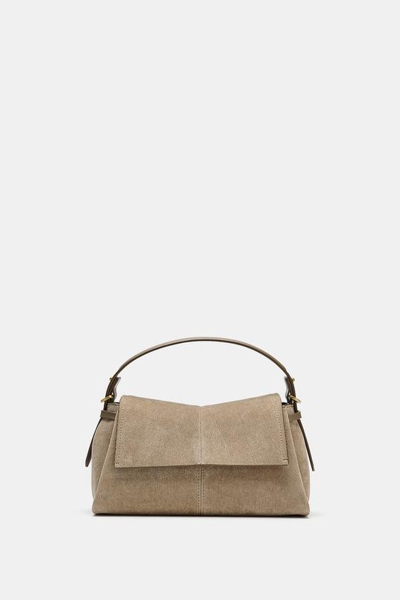 CROSSBODY BAG WITH FLAP - Taupe Grey - ONE SIZE ONLY | Zara UK