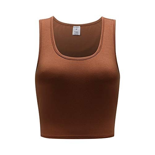 OThread & Co. Women's Basic Crop Tops Stretchy Casual Scoop Neck Sleeveless Crop Tank Top | Amazon (US)