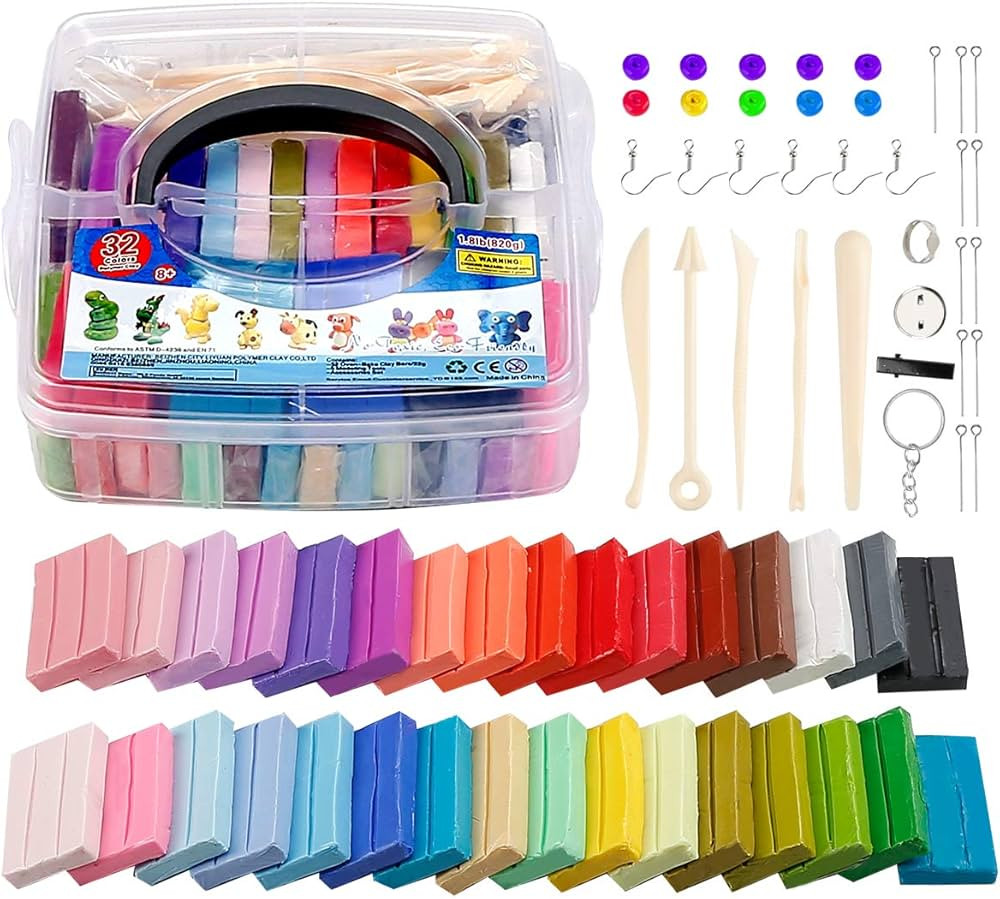 QMAY Polymer Clay 32 Colors Modeling Clay DIY Oven Bake Polymer Clay Kit Modeling Tools Accessori... | Amazon (CA)