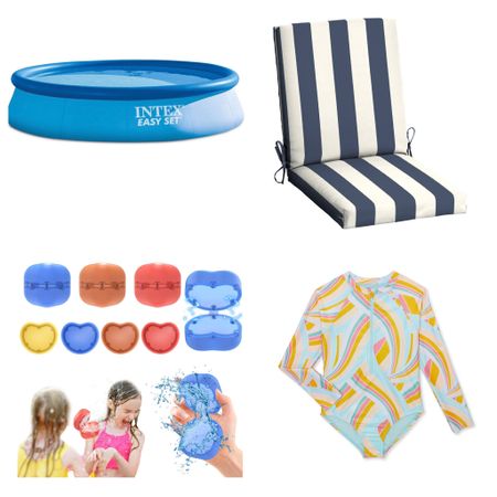 Here are some recent outdoor finds that I’m loving! My kids have a blast in the pool with the reusable balloons. And this swimsuit I found my daughter is adorable! Love the nautical stripes of the outdoor cushions, too!

#LTKSeasonal #LTKunder50 #LTKkids