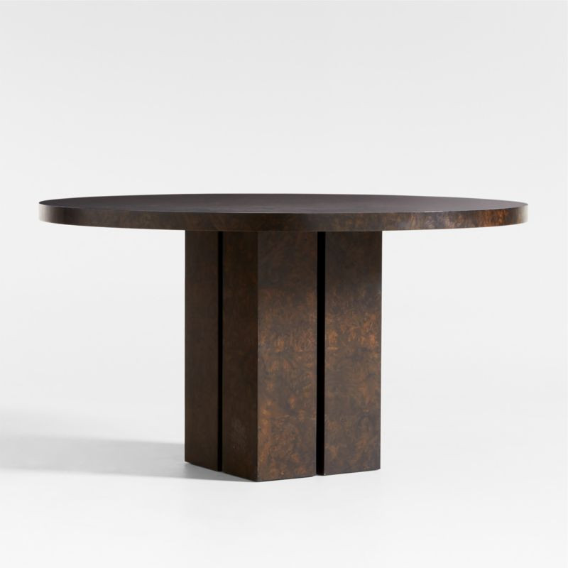 Rituelle 54" Burl Wood Round Dining Table by Athena Calderone + Reviews | Crate & Barrel | Crate & Barrel