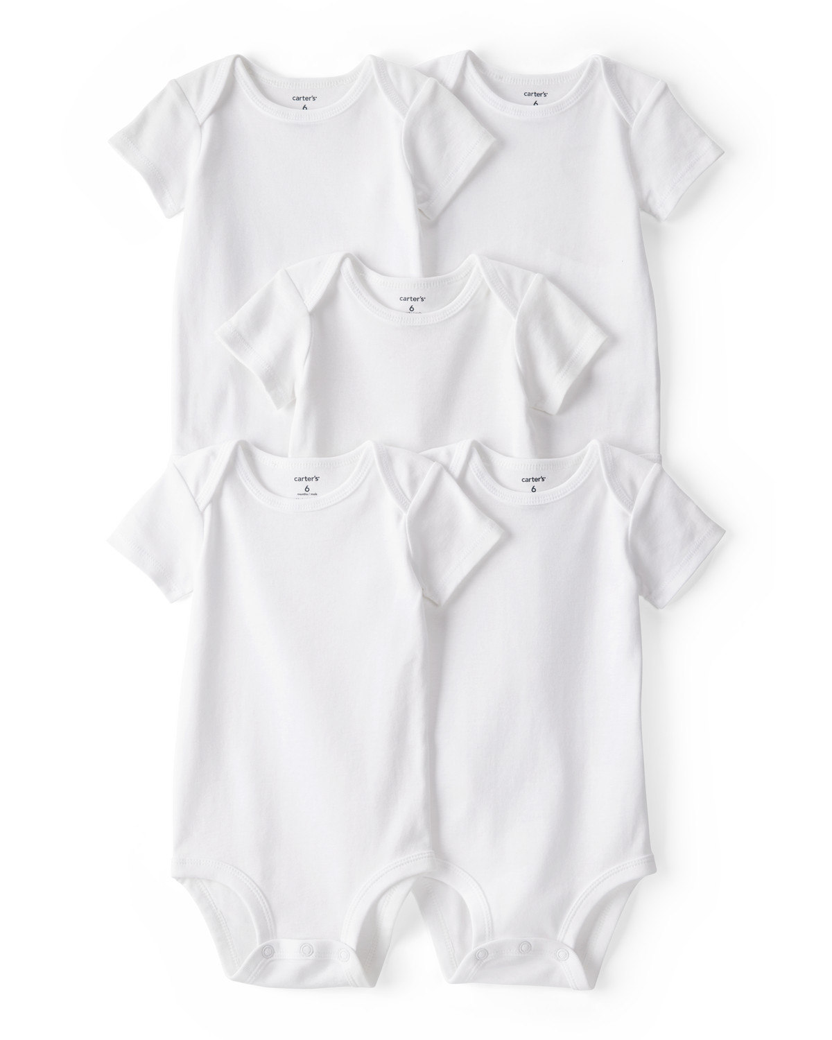 Baby 5-Pack Short-Sleeve Bodysuits - White | Carter's Inc