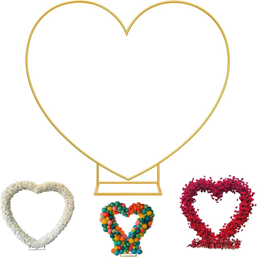 6.7FT Heart Shaped Metal Arch Backdrop Stand with Base, Love Balloon Arch Frame for Wedding Propo... | Amazon (US)