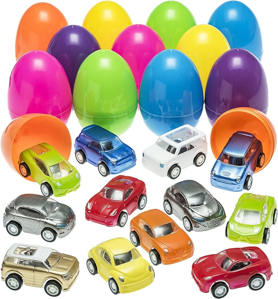 PREXTEX 12-Pack Stuffed Easter Eggs Toy with Mini Pull-Back Toy Car Inside - Easter Basket Stuffe... | Amazon (US)