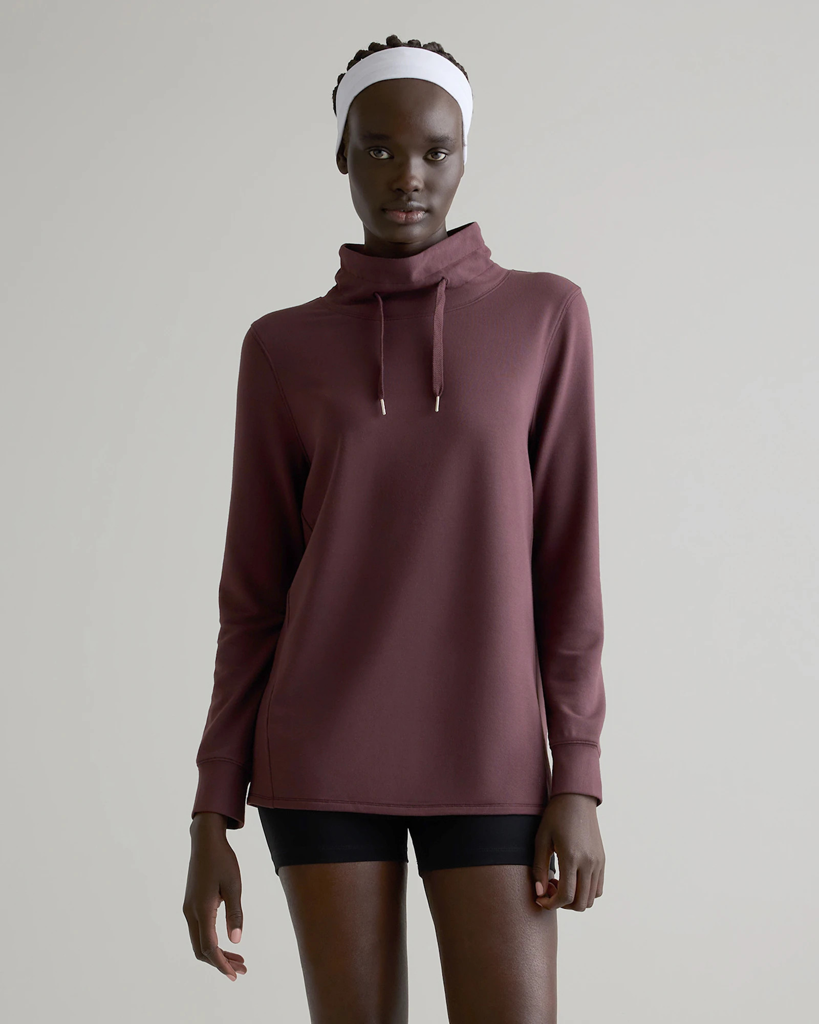 SuperSoft Fleece Mock Neck Pullover in Dried Fig | Quince