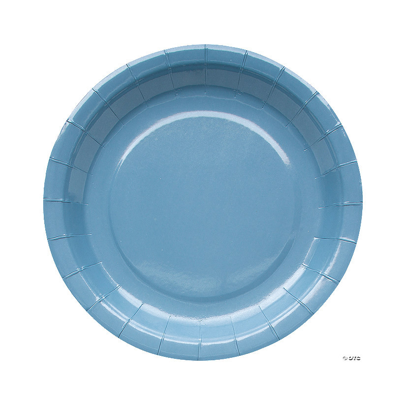 9" Slate Blue Round Disposable Paper Dinner Plates - 24 Ct. | Oriental Trading Company