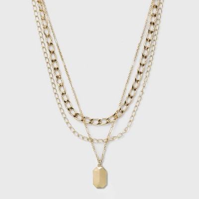 3 Row Chunky Chain Necklace - A New Day™ Gold | Target