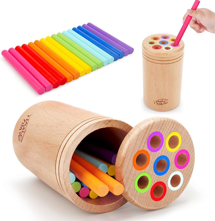 Montessori Toys for 1-3 Year Old: Wooden Learning Color Sorting Toys for Toddlers Age 1 2 3, Fine... | Amazon (US)